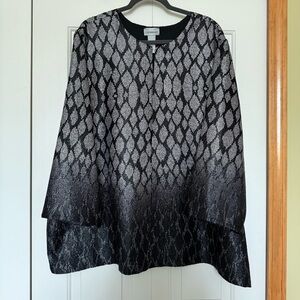 Catherines Reversible Open Jacket Womens 3X Black Crinkle Textured‎
